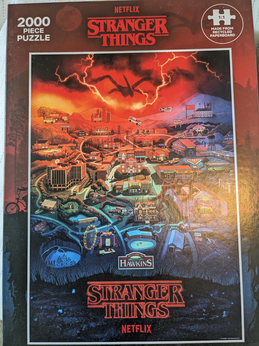 Stranger Things Hawkins Townscape 2000 Piece Puzzle-special Netflix Edition